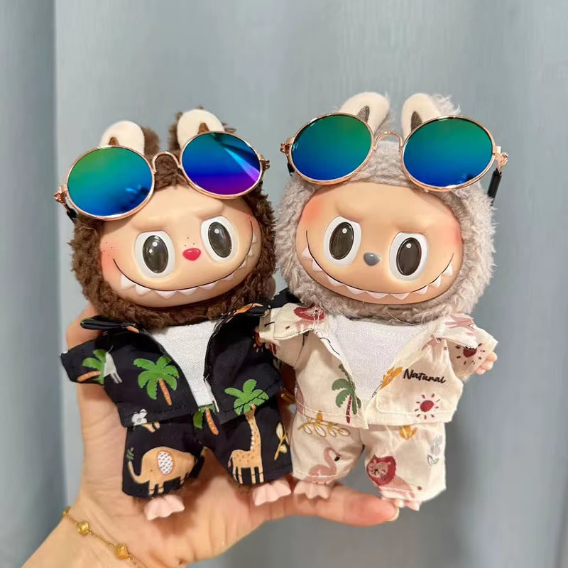 Adorable 17cm Kpop-Inspired Doll Clothes & Accessories - Sunglasses & Beach Suit for Exo Labubu Idol Dolls