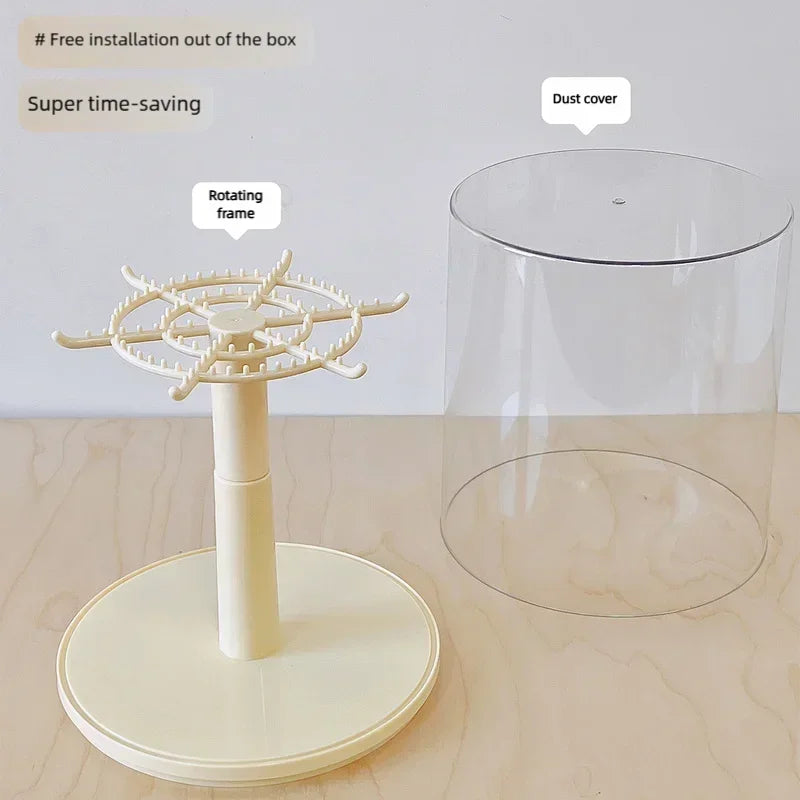 New Labubu Pendant Display Box Transparent 360 Rotating Dustproof Labubu Plush Doll Figure Blind Box Storage Display Stand