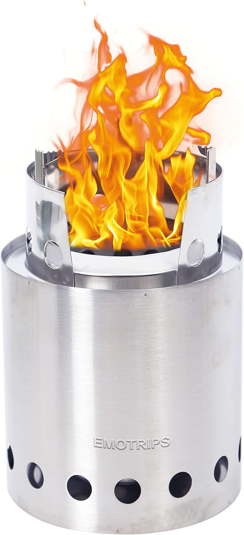 Outdoor Stainless Steel Portable Fire Pits for Outdoor Backpacking Hiking Traveling Picnic BBQ, Outdoor Wood Stove, Backpacking Stove, 4.9 Inch, Silver