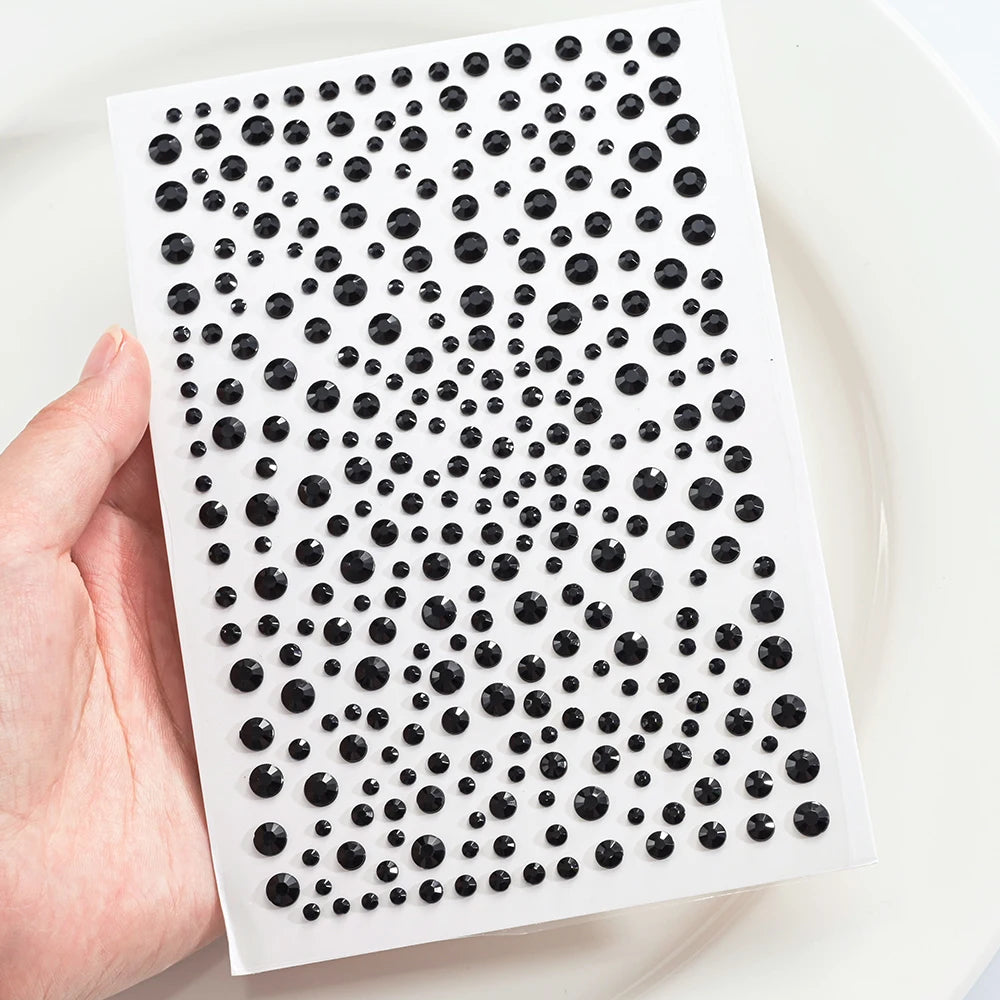 1Sheet 900Pcs Rainbow Face Glittle Gem Stickers Stick-On Facial Tattoo Eye Rhinestone Jewels 3/4/5Mm Mix Wedding Party Make Up