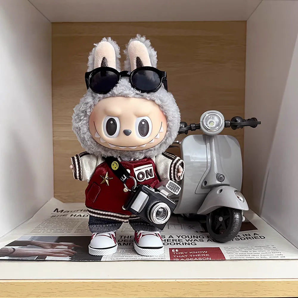 For 15Cm Labubu Clothes Red Baseball Jersey Stylish Outfits Stylish Look for Labubu Vinyl Dolls