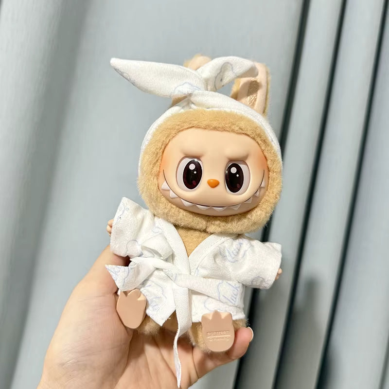 15Cm/17Cm Labubu I II Dolls Clothes Cute Eye Mask Pajamas Three Piece Set Accessories Clothing Plush Doll'S Clothes