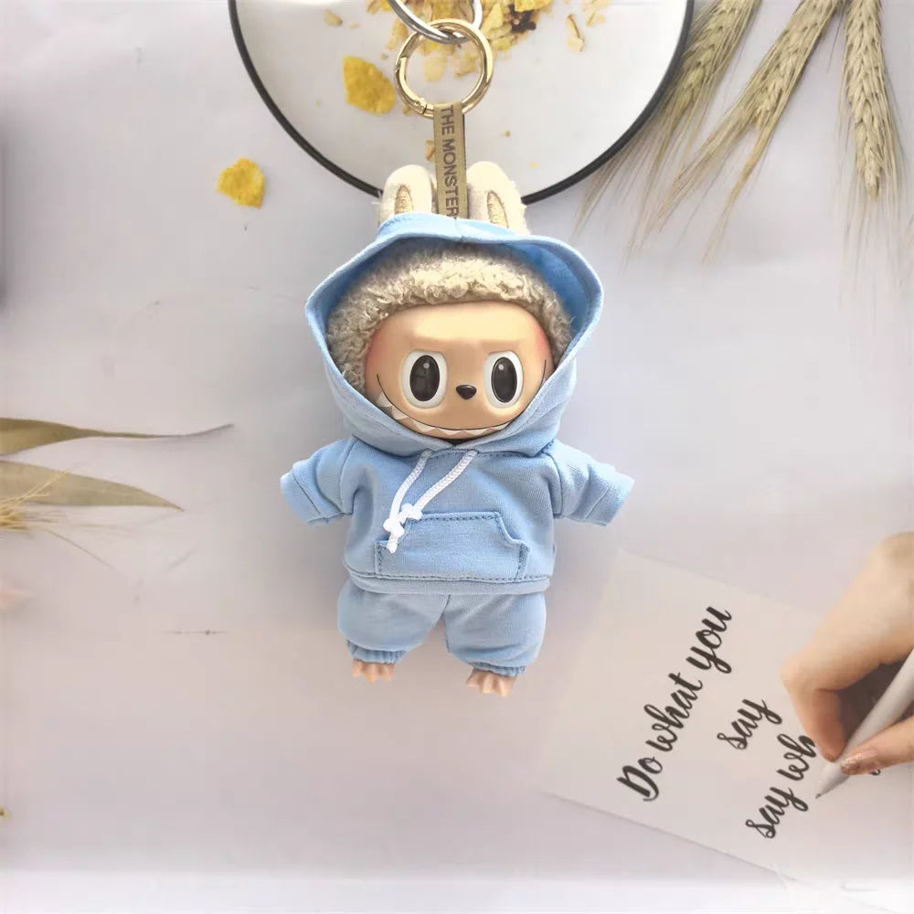 Labubu Casual Sweatsuit Set - Comfy Labubu Clothes for 15/17Cm Dolls Featuring Ribbed Hem Details