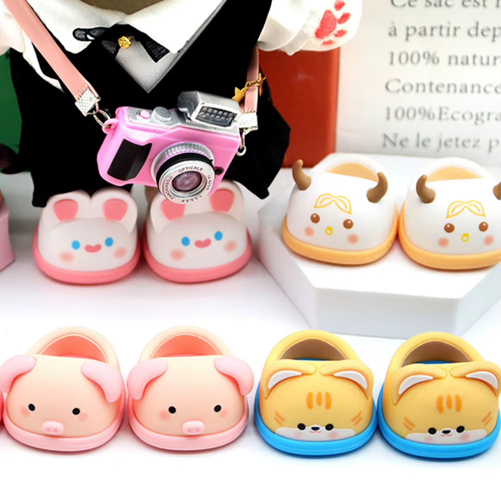 Adorable 17Cm Mini Labubu Macaron Vinyl Doll Slippers - Shark & Lion Dance Style Accessories