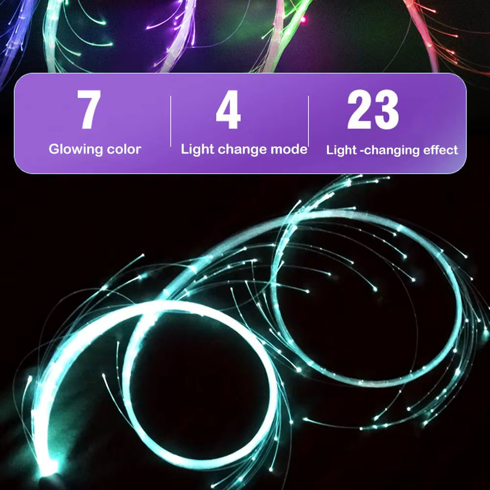 Disco Dance Whip Party Led Fiber Optic Dancing Whips Rechargeable Glowing Whip Sparkle Flow Toy Light up 360° Swivel Rave EDM
