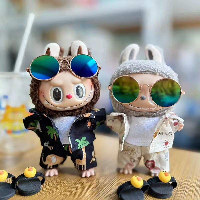 Adorable 17cm Kpop-Inspired Doll Clothes & Accessories - Sunglasses & Beach Suit for Exo Labubu Idol Dolls