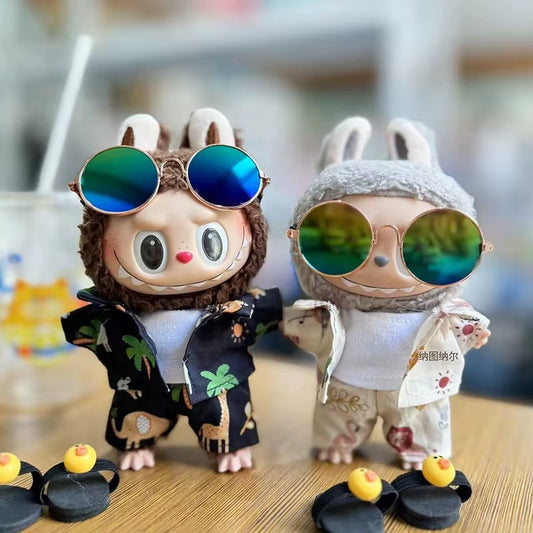 Adorable 17cm Kpop-Inspired Doll Clothes & Accessories - Sunglasses & Beach Suit for Exo Labubu Idol Dolls