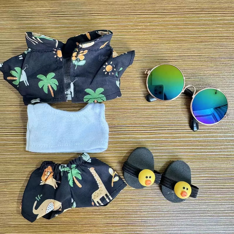 Adorable 17cm Kpop-Inspired Doll Clothes & Accessories - Sunglasses & Beach Suit for Exo Labubu Idol Dolls