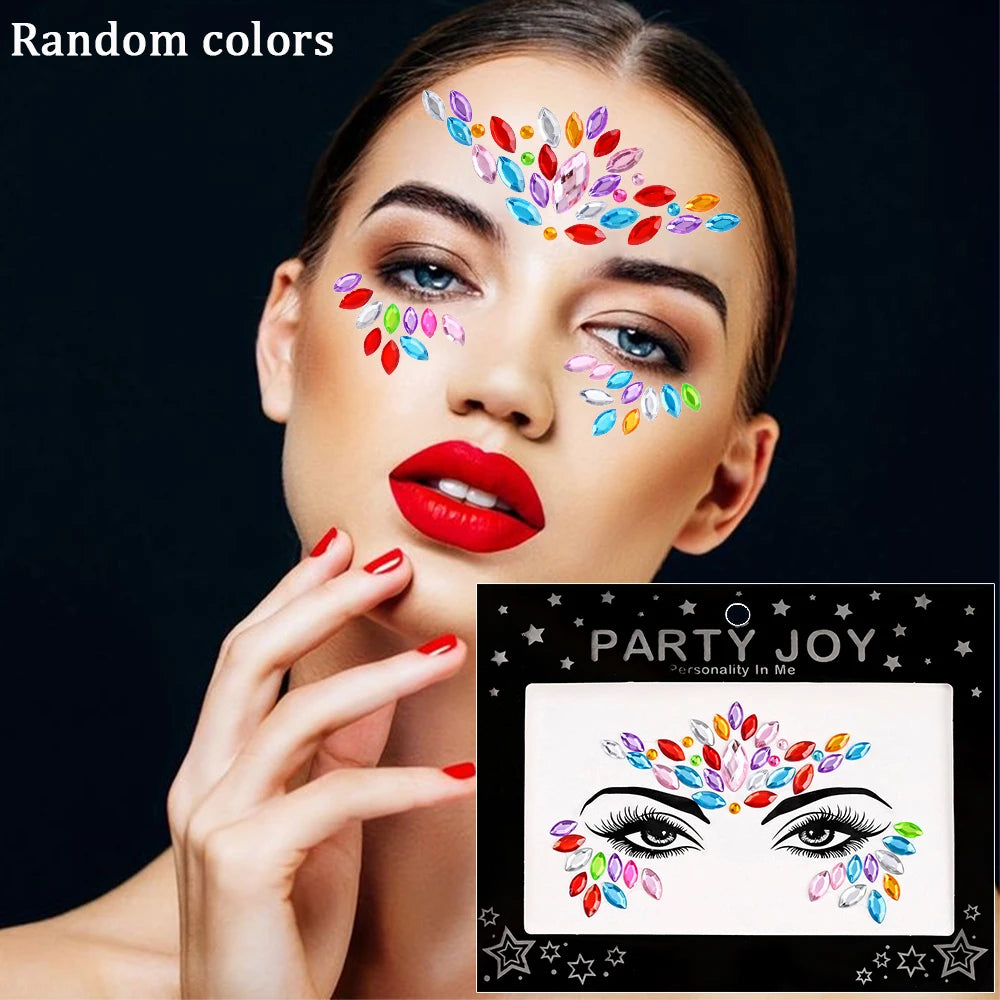 1Pc 5D Face Diamond Water Drops Rhinestone Gem Sticker Crystal Tear Eyeshadow Sticker Nail Body Makeup Stars Sticker DIY Decor