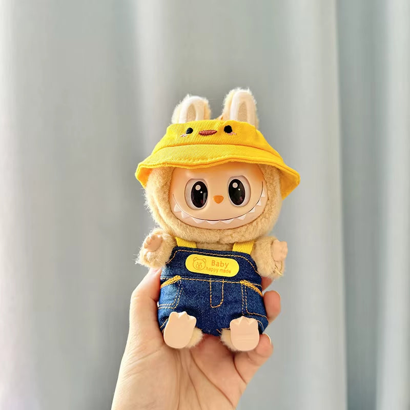 Adorable 17Cm Mini Plush Doll Outfit - Kpop Exo Labubu Bear Jumpsuit Accessories for Kids DIY Gift