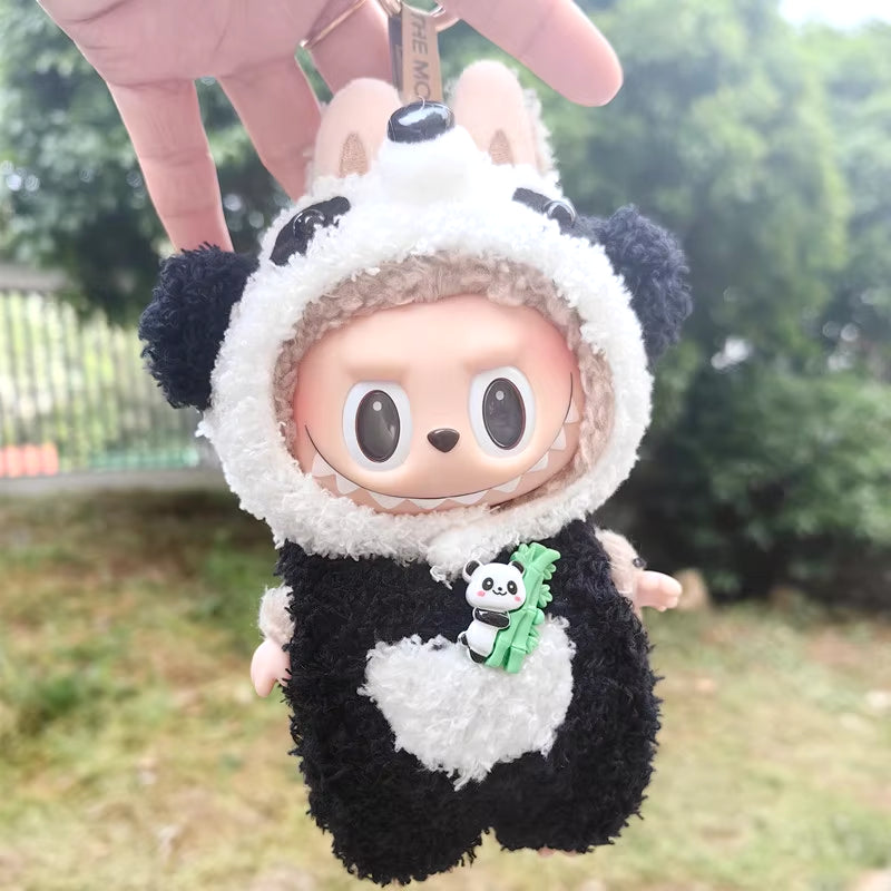 Adorable 17Cm Mini Plush Doll Outfit - Kpop Exo Labubu Bear Jumpsuit Accessories for Kids DIY Gift