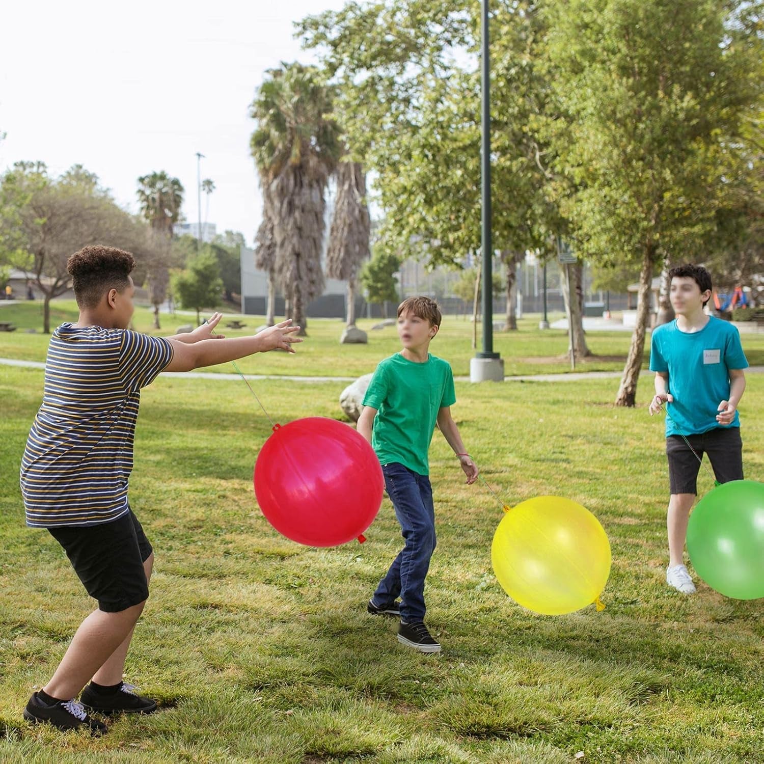 30Pcs Punch Balloons, Thickened Neon Punching Balloon Heavy Duty Party Favors for Kids with Rubber Band Handle, Bouncy Balls for Birthday Weddings Goodie Bag Supply