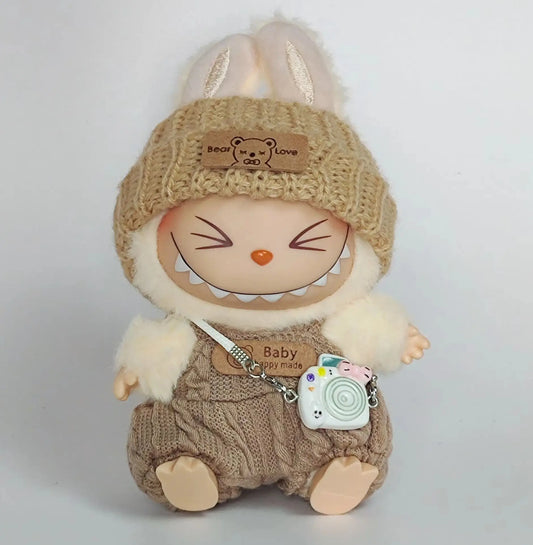 1St & 2Nd Generation Labubu Outfit Keychain - Labubu Sit-Sit Party Doll Clothes (Overalls Two-Piece Set)