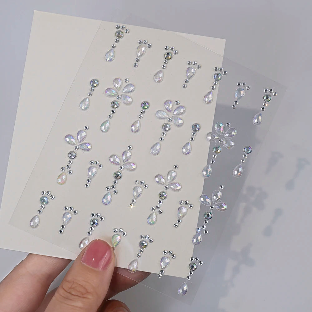 1Pc 5D Face Diamond Water Drops Rhinestone Gem Sticker Crystal Tear Eyeshadow Sticker Nail Body Makeup Stars Sticker DIY Decor