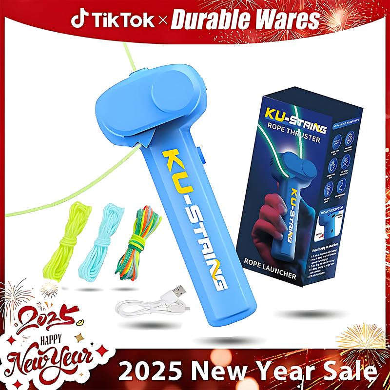 Glow-In-The-Dark String Shooter Toy W/ Dual Built-In UV Blacklights-Safe Fun for Adults & Kids - Rope Launcher Gift