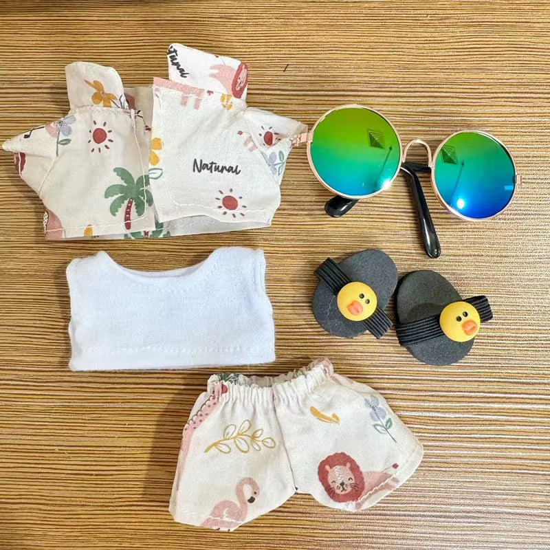Adorable 17cm Kpop-Inspired Doll Clothes & Accessories - Sunglasses & Beach Suit for Exo Labubu Idol Dolls