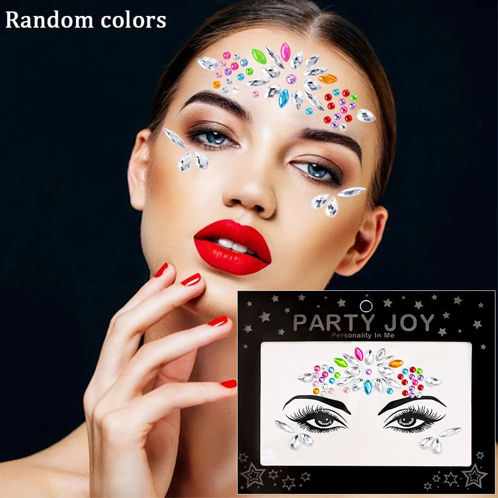 1Pc 5D Face Diamond Water Drops Rhinestone Gem Sticker Crystal Tear Eyeshadow Sticker Nail Body Makeup Stars Sticker DIY Decor