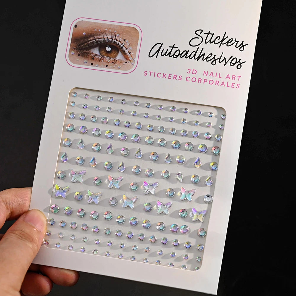 1Pc 5D Face Diamond Water Drops Rhinestone Gem Sticker Crystal Tear Eyeshadow Sticker Nail Body Makeup Stars Sticker DIY Decor