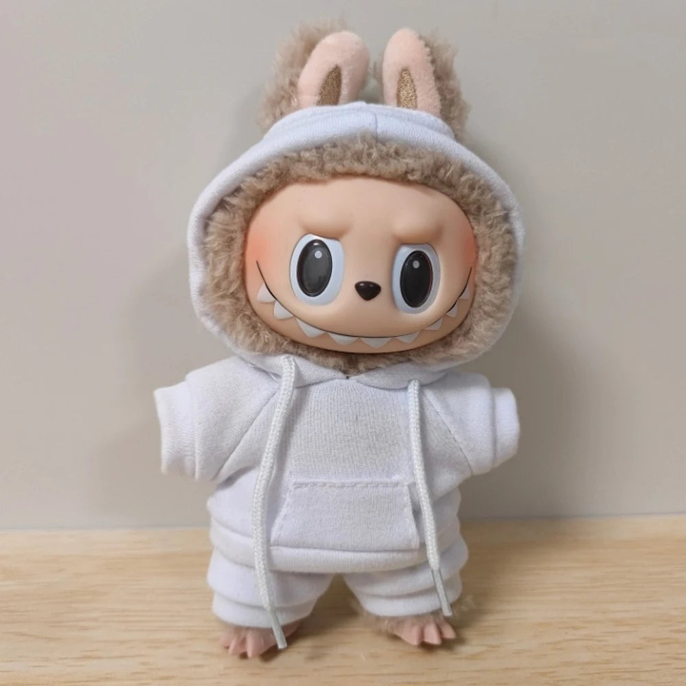 Labubu Casual Sweatsuit Set - Comfy Labubu Clothes for 15/17Cm Dolls Featuring Ribbed Hem Details