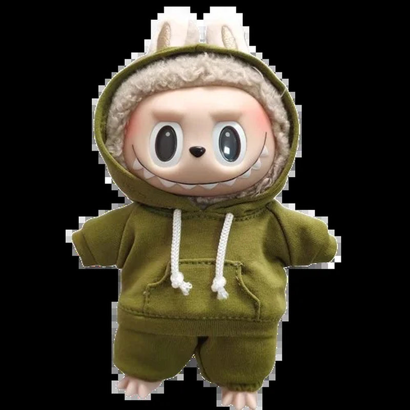 Labubu Casual Sweatsuit Set - Comfy Labubu Clothes for 15/17Cm Dolls Featuring Ribbed Hem Details