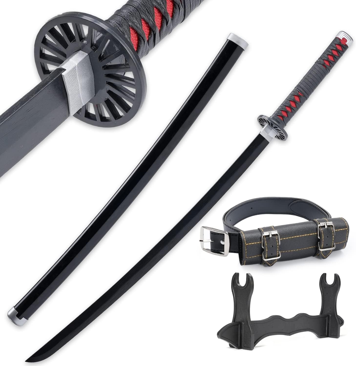 Demon Katana - 41 Inch Anime Replica with Belt and Stand - Durable Sword Perfect for Cosplay - Nichirin Sword with Authentic Design