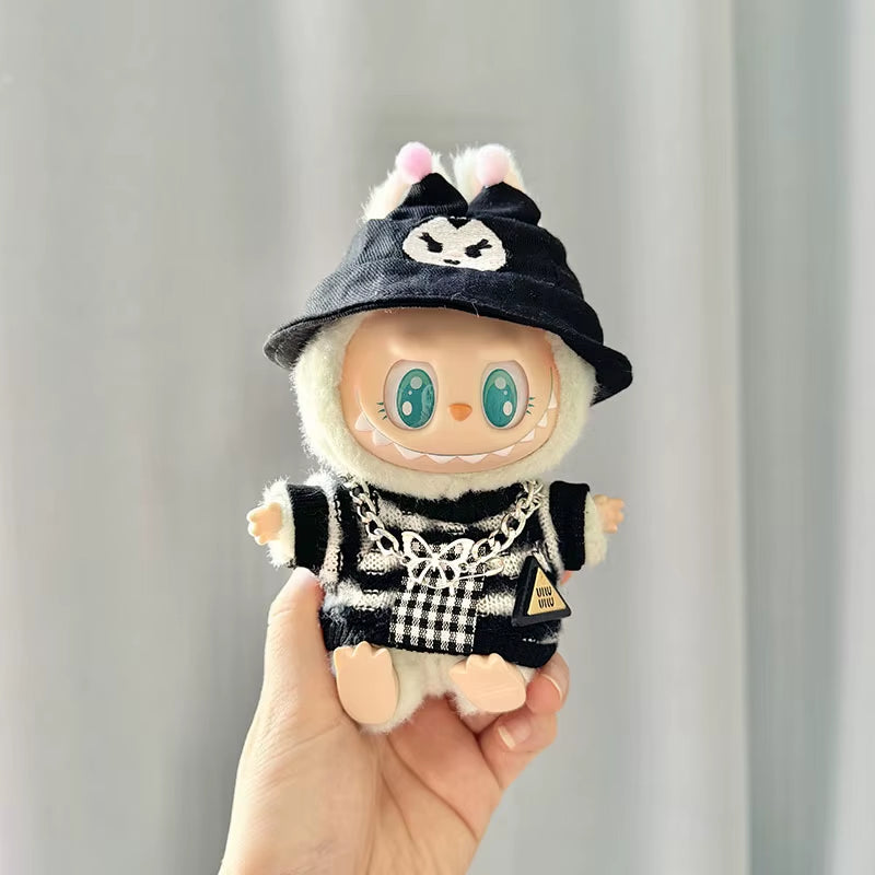 Adorable 17Cm Mini Plush Doll Outfit - Kpop Exo Labubu Bear Jumpsuit Accessories for Kids DIY Gift