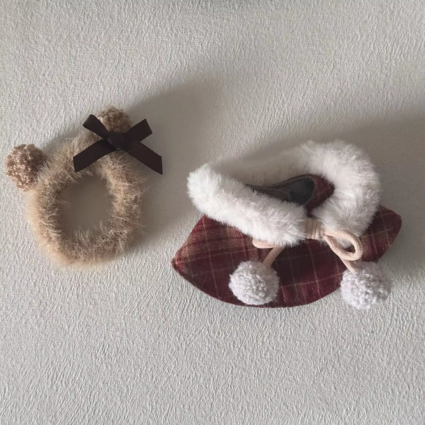 17Cm Labubu Doll Clothes Macaron Sitting Party Christmas Checkered Plush Cloak Clothes Labubu V2 Clothes Christmas Costumes