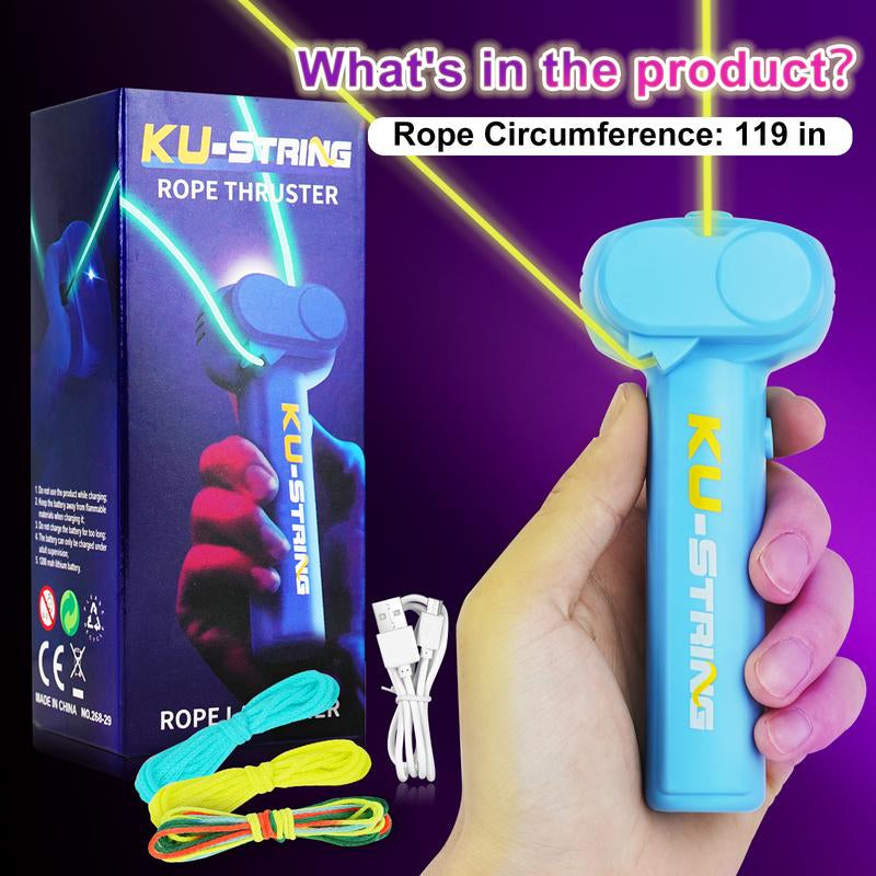 Glow-In-The-Dark String Shooter Toy W/ Dual Built-In UV Blacklights-Safe Fun for Adults & Kids - Rope Launcher Gift