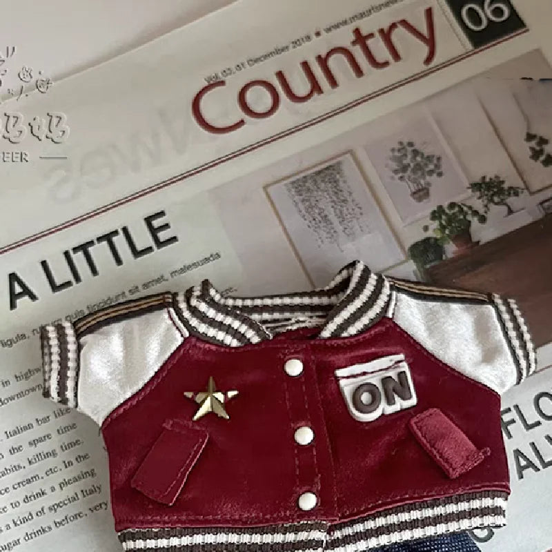 For 15Cm Labubu Clothes Red Baseball Jersey Stylish Outfits Stylish Look for Labubu Vinyl Dolls