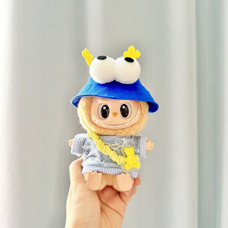 Adorable 17Cm Mini Plush Doll Outfit - Kpop Exo Labubu Bear Jumpsuit Accessories for Kids DIY Gift