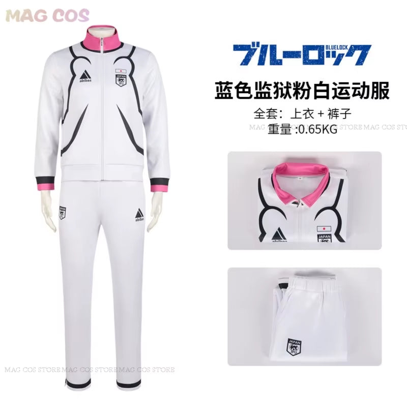 Anime Blue Lock Cosplay Isagi Yoichi Cosplay Suit Blue Pink Suit Yoichi Wig Coat Pants School Uniform Men Hallowen Party Clothes