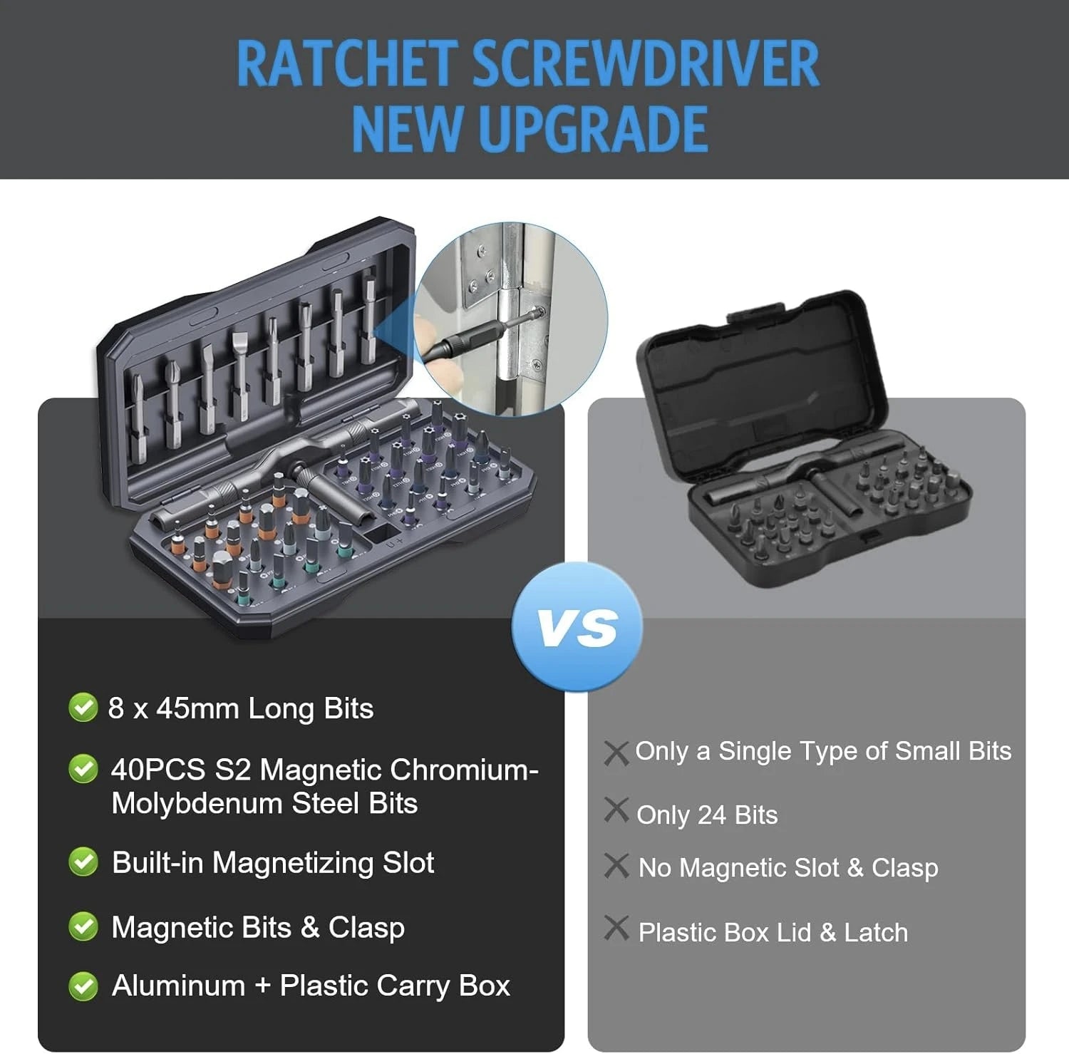 40In1 Multifunction Ratchet Screwdriver Set Multi Magnetic Bits Mini Repair Tool Kit Household Tool for PC & Iphone Etc.