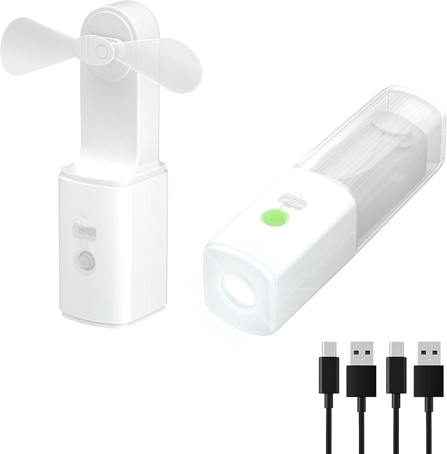 2-Pack Rechargeable Fan with Flashlight, 2In1 Mini Handheld Fans with Light, Pocket USB-C Rechargeable Hand Fans, Portable Fans Cooling and Lighting Solution for Summer Travel Camping Outdoor