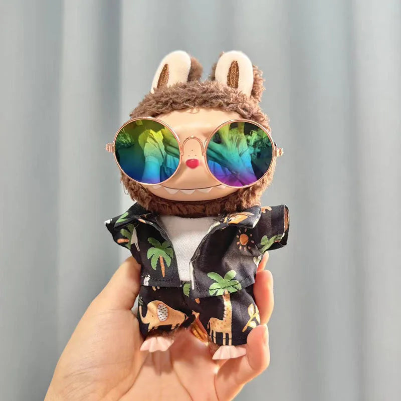 Adorable 17cm Kpop-Inspired Doll Clothes & Accessories - Sunglasses & Beach Suit for Exo Labubu Idol Dolls