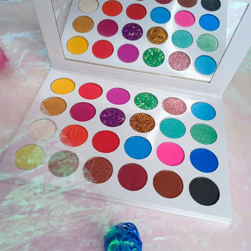 24 Colors Neon Glitter Eyeshadow Palette UV Luminous Matte and Glitter Makeup Pallet Shimmer Eye Makeup Waterproof and Sweat Resistant Eye Shadow (24 Colors)