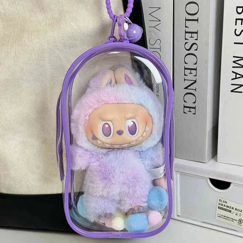 New Labubu Pendant Display Box Transparent 360 Rotating Dustproof Labubu Plush Doll Figure Blind Box Storage Display Stand