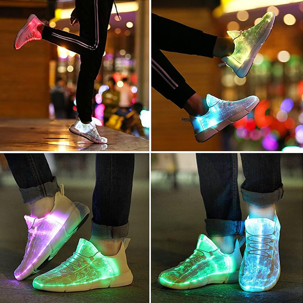Light up Shoes,Fiber Optic LED Shoes for Women Men USB Charging Dancing LED Sneakers Flashing Shoes Glowing Luminous Trainers for Festivals,Christmas,Halloween and Parties White