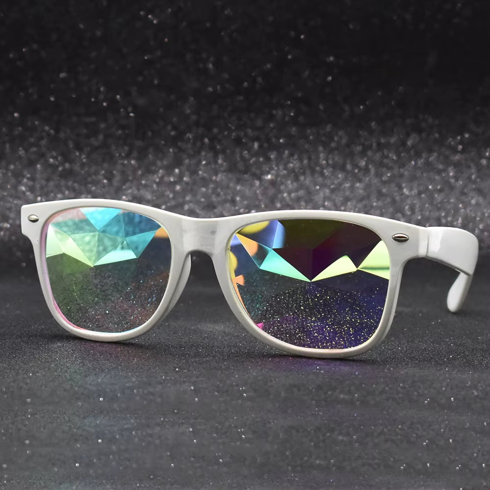 Trendy Square Party Sunglasses Women Men Fashion EDM Light Diffraction Futuristic Rave Festival Sun Glasses Psychedelic Prism