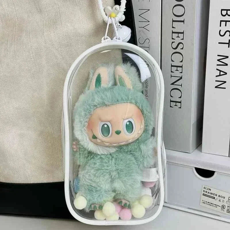 New Labubu Pendant Display Box Transparent 360 Rotating Dustproof Labubu Plush Doll Figure Blind Box Storage Display Stand
