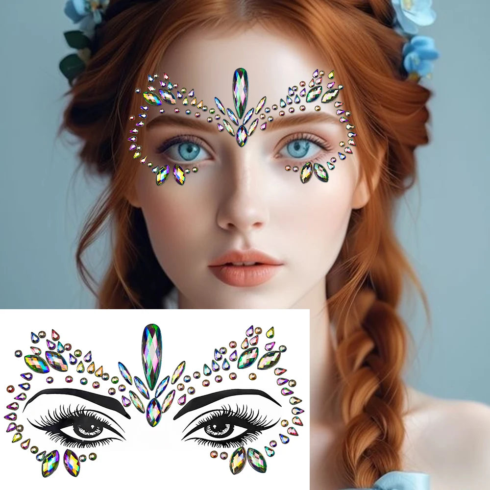 1Pc 5D Face Diamond Water Drops Rhinestone Gem Sticker Crystal Tear Eyeshadow Sticker Nail Body Makeup Stars Sticker DIY Decor