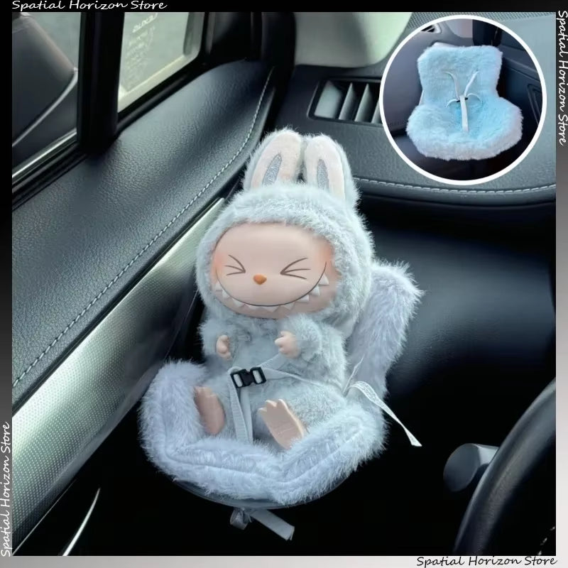 Mini Plush Doll Safety Seat Kawaii Labubu Idol Kpop Doll Plush Seat Car Air Aromatreatment Decoration Car Ornament Gifts